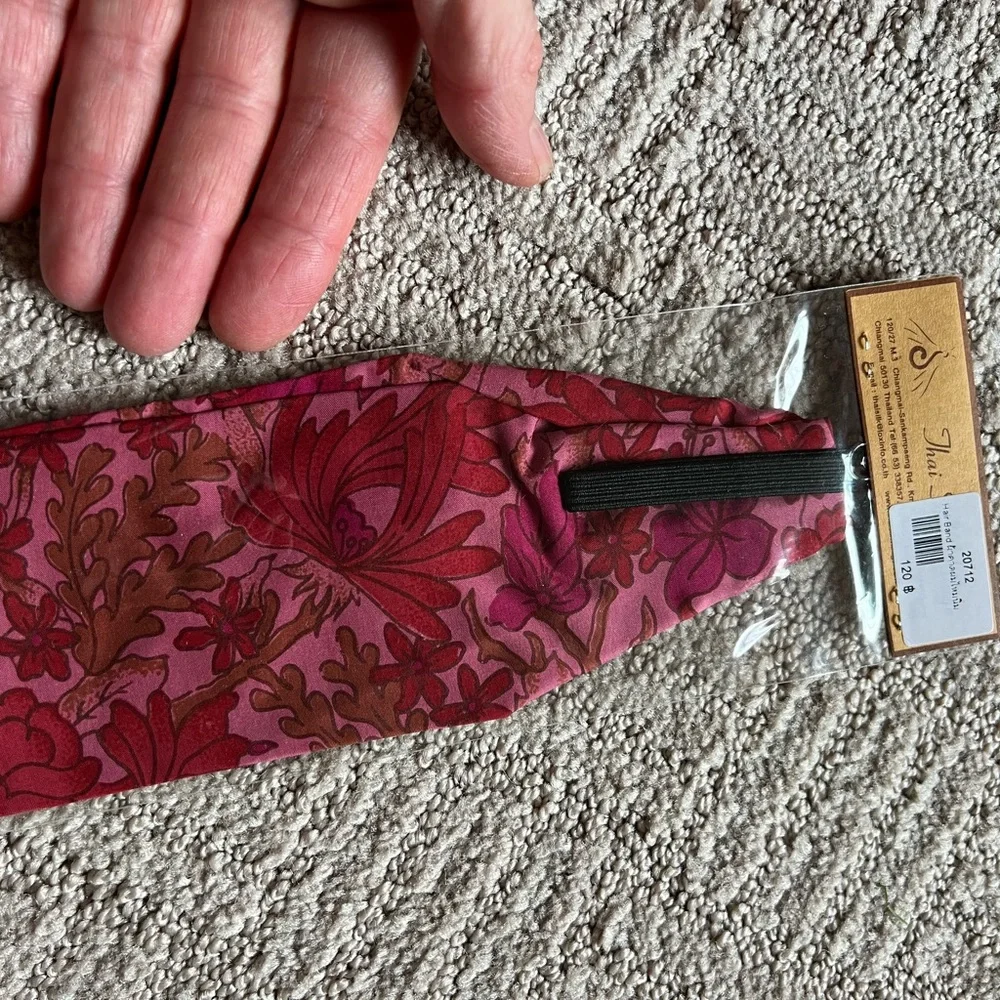 🌸🇹🇭🌺 100% Thai Silk Pink and Red Floral Headband 🌸🇹🇭🌺